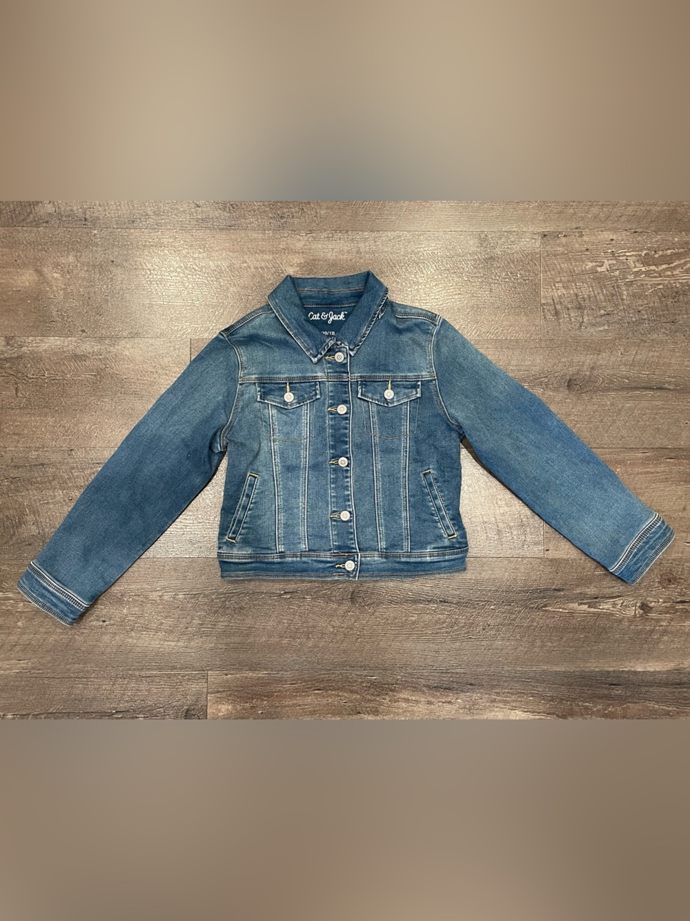 Cat & Jack Girls’ Medium Blue Denim Jacket Jean Jacket Size L 10/12